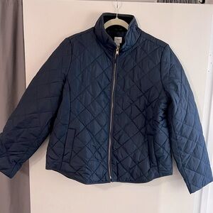 J crew navy diamond quilted puffer jacket size XL